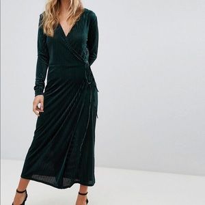 Green Velvet Wrap Dress